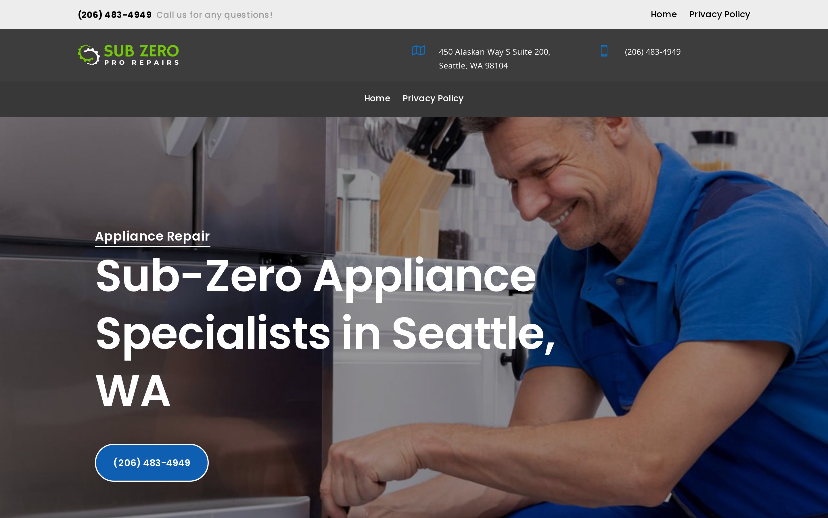 SubZero Pro Repairs homepage screenshot